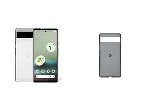 Google Pixel 6a Phone - Chalk with Google Pixel 6a Case - Charcoal