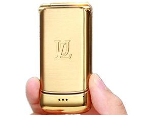 XBOSS Ulcool V9 Smallest Flip Metal Body Dual Sim Card Luxury Mobile Cell Phone (Gold)