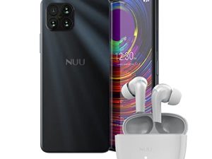 NUU B15 | Black | 48 MP | Quad-Camera | Unlocked (T-Mobile Only) | 6.78'' Full HD+ Display | 128GB | 90Hz | 18W Fast Charge | 5000 mAh | Fingerprint | Android 11 Wireless Earbuds Buds A