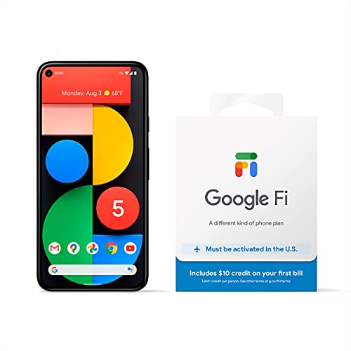 Google Pixel 5-5G Android Phone - Water Resistant - Unlocked Smartphone with Night Sight and Ultrawide Lens - Just Black with Google Fi SIM Card Kit (Renewed) Google Pixel 5-5G Android Phone - Water Resistant - Unlocked Smartphone with Night Sight and Ultrawide Lens - Just Black with Google Fi SIM Card Kit (Renewed)